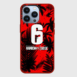 Чехол для iPhone 13 Pro Rainbow six тропик паттерн, цвет: 3D-красный