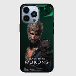 Чехол для iPhone 13 Pro Black Myth Wukong Wukong зеленый фон, цвет: 3D-черный