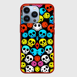 Чехол для iPhone 13 Pro Прикольный цветной паттерн из черепков - нейроарт, цвет: 3D-красный