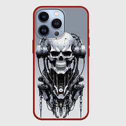 Чехол для iPhone 13 Pro Cool cyber skull - ai art fantasy, цвет: 3D-красный