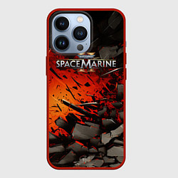 Чехол для iPhone 13 Pro Warhammer 40000 space marine 2 взрыв камней, цвет: 3D-красный