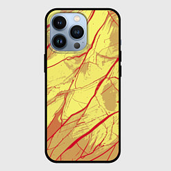 Чехол для iPhone 13 Pro Жёлто-красный абстрактная каменная текстура, цвет: 3D-черный