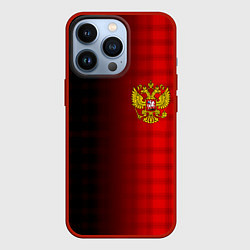 Чехол для iPhone 13 Pro Герб РФ текстура красный, цвет: 3D-красный