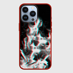 Чехол для iPhone 13 Pro Огонь глитч текстура, цвет: 3D-красный