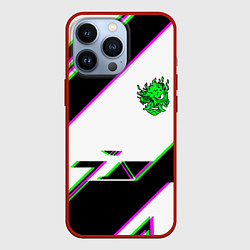 Чехол для iPhone 13 Pro Cyberpunk logo geometry, цвет: 3D-красный