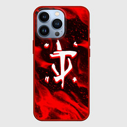 Чехол для iPhone 13 Pro Doom logo fire, цвет: 3D-красный