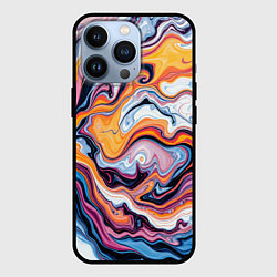 Чехол для iPhone 13 Pro Жидкие разноцветные краски, цвет: 3D-черный