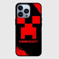 Чехол для iPhone 13 Pro Minecraft - red gradient, цвет: 3D-черный