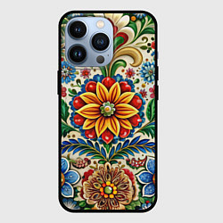 Чехол для iPhone 13 Pro Русские классические узоры и орнамент, цвет: 3D-черный