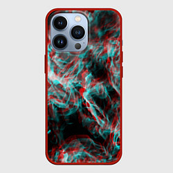 Чехол для iPhone 13 Pro Дым из вейпа глитч, цвет: 3D-красный