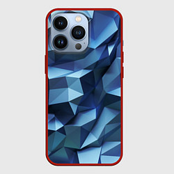 Чехол для iPhone 13 Pro Искаженная синяя геометрия, цвет: 3D-красный