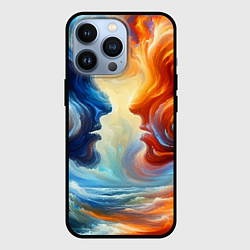 Чехол для iPhone 13 Pro Профили парня и девушки - две стихии, цвет: 3D-черный