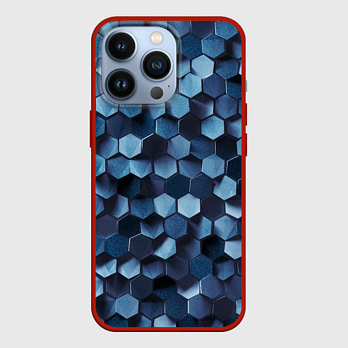 Чехол iPhone 13 Pro Холодные соты / 3D-Красный – фото 1