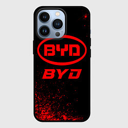 Чехол для iPhone 13 Pro BYD - red gradient, цвет: 3D-черный
