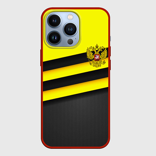 Чехол iPhone 13 Pro Герб РФ геометрия линии / 3D-Красный – фото 1