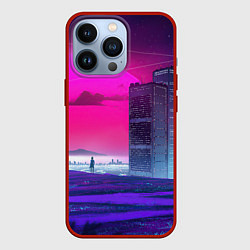 Чехол для iPhone 13 Pro Synthwave неоновый город, цвет: 3D-красный