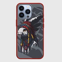 Чехол для iPhone 13 Pro Кролик-индеец, цвет: 3D-красный