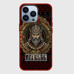 Чехол для iPhone 13 Pro Славянин воин, цвет: 3D-красный