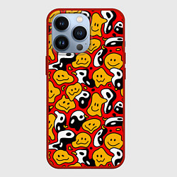 Чехол iPhone 13 Pro Смайлики разноцветный паттерн