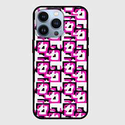 Чехол для iPhone 13 Pro Чёрно-розовые фигуры на белом фоне, цвет: 3D-черный