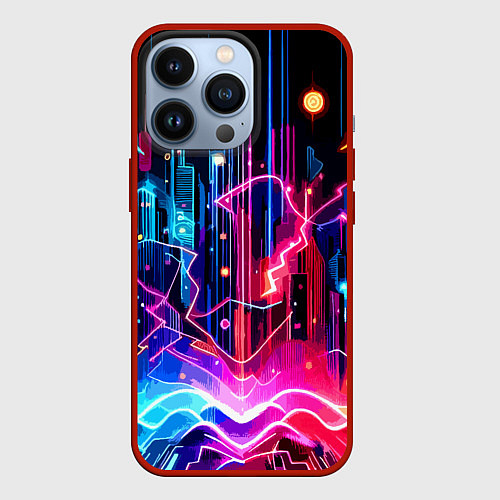 Чехол iPhone 13 Pro Neon fantasy - ai art / 3D-Красный – фото 1