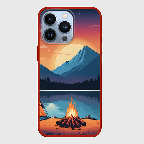 Чехол iPhone 13 Pro В лесу с палаткой / 3D-Красный – фото 1