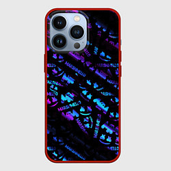 Чехол для iPhone 13 Pro Marshmello neon club, цвет: 3D-красный