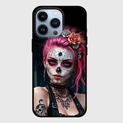 Чехол для iPhone 13 Pro Красивая девушка в гриме муэрто, цвет: 3D-черный