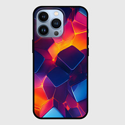 Чехол для iPhone 13 Pro Неоновая геометрическая текстура, цвет: 3D-черный