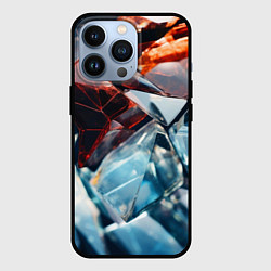 Чехол для iPhone 13 Pro Трещины на стекле с подсветкой, цвет: 3D-черный