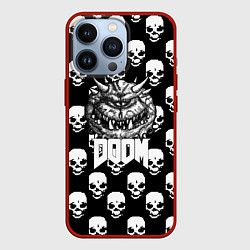 Чехол для iPhone 13 Pro Doom какадемон черепа, цвет: 3D-красный