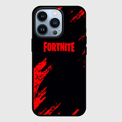 Чехол для iPhone 13 Pro Fortnite красные краски лого, цвет: 3D-черный