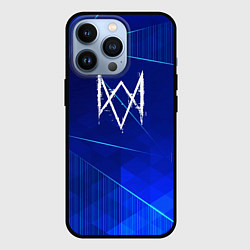 Чехол для iPhone 13 Pro Watch Dogs blue poly, цвет: 3D-черный