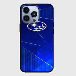 Чехол для iPhone 13 Pro Subaru blue poly, цвет: 3D-черный