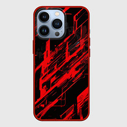 Чехол для iPhone 13 Pro Red stripes on a black background, цвет: 3D-красный