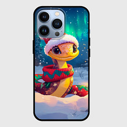 Чехол для iPhone 13 Pro Новогодняя змейка в шарфе, цвет: 3D-черный