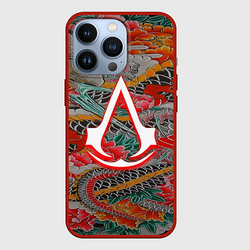 Чехол iPhone 13 Pro Assassins Creed shadows japan / 3D-Красный – фото 1