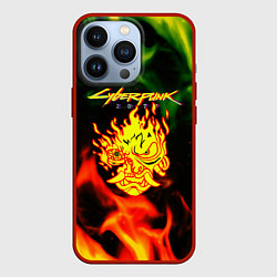 Чехол для iPhone 13 Pro Cyberpunk 2077 fere steel, цвет: 3D-красный