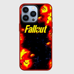 Чехол для iPhone 13 Pro Fallout огненные краски стиль, цвет: 3D-красный