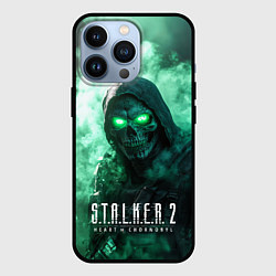 Чехол для iPhone 13 Pro Stalker 2 череп с зелеными глазами, цвет: 3D-черный