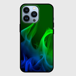 Чехол для iPhone 13 Pro Столкновение огней синий и зелёный, цвет: 3D-черный