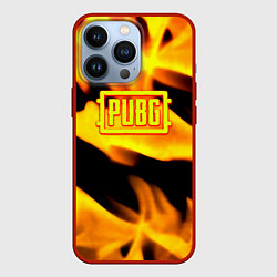 Чехол для iPhone 13 Pro PUBG fire steel, цвет: 3D-красный