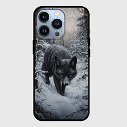 Чехол для iPhone 13 Pro Настороженный черный лис, цвет: 3D-черный
