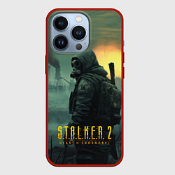 Чехол для iPhone 13 Pro Stalker город в тумане, цвет: 3D-красный