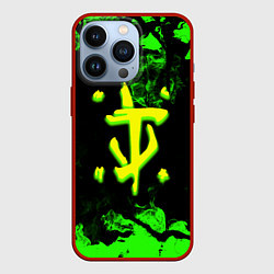 Чехол для iPhone 13 Pro Doom кислотное лого в огне, цвет: 3D-красный