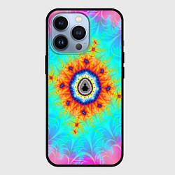 Чехол для iPhone 13 Pro Неоновый фрактальный узор психоделика, цвет: 3D-черный
