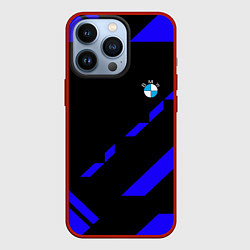 Чехол для iPhone 13 Pro BMW blue geometry, цвет: 3D-красный