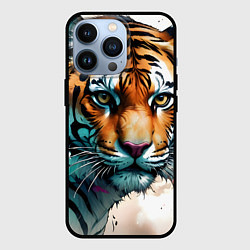Чехол для iPhone 13 Pro Серьезный тигр, цвет: 3D-черный