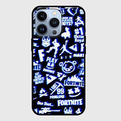 Чехол для iPhone 13 Pro Fortnite neon game steel, цвет: 3D-черный