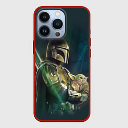 Чехол для iPhone 13 Pro Куда я туда и он - Мандалорец, цвет: 3D-красный